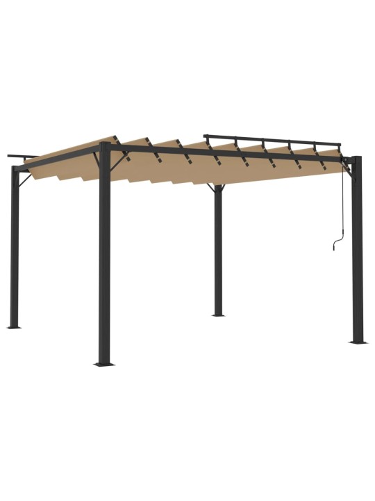 Pavėsinė su žaliuzių stogu, taupe, 3x3m, audinys/aliuminis