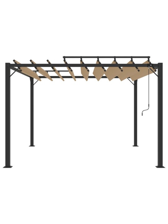 Pavėsinė su žaliuzių stogu, taupe, 3x3m, audinys/aliuminis