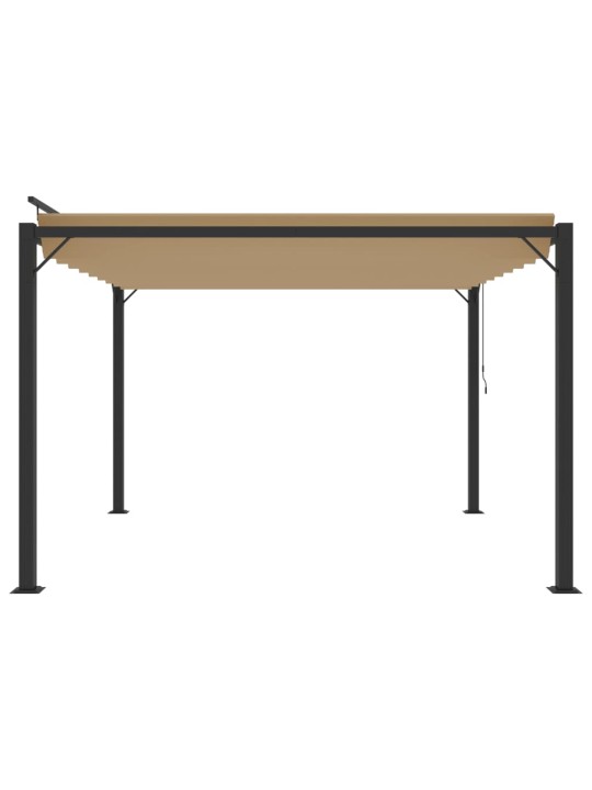 Pavėsinė su žaliuzių stogu, taupe, 3x3m, audinys/aliuminis