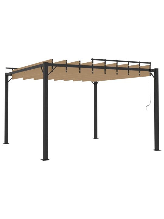 Pavėsinė su žaliuzių stogu, taupe, 3x3m, audinys/aliuminis