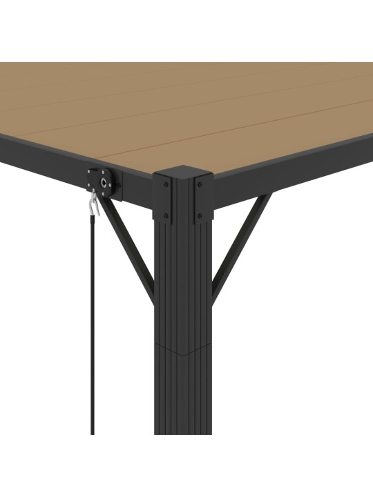 Pavėsinė su žaliuzių stogu, taupe, 3x3m, audinys/aliuminis