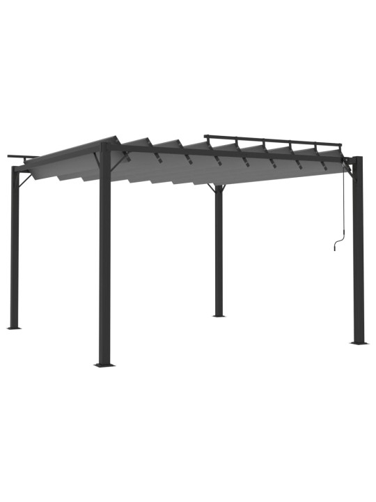 Pavėsinė su žaliuzių stogu, antracito, 3x3m, audinys/aliuminis