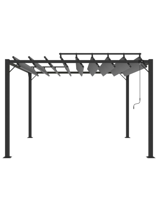 Pavėsinė su žaliuzių stogu, antracito, 3x3m, audinys/aliuminis