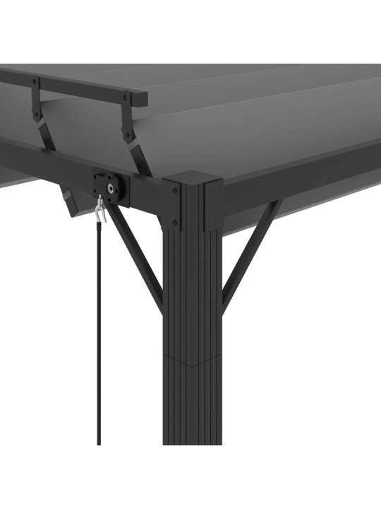 Pavėsinė su žaliuzių stogu, antracito, 3x3m, audinys/aliuminis