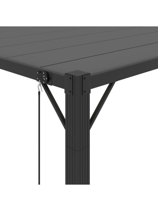 Pavėsinė su žaliuzių stogu, antracito, 3x3m, audinys/aliuminis