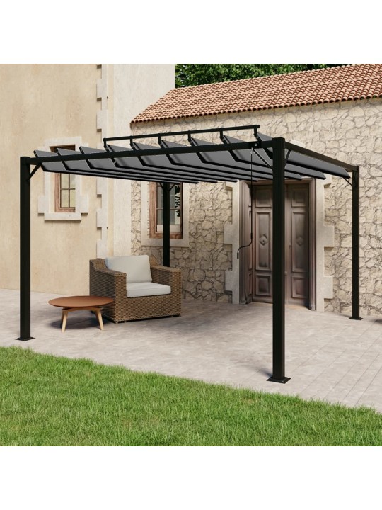 Pavėsinė su žaliuzių stogu, antracito, 3x3m, audinys/aliuminis