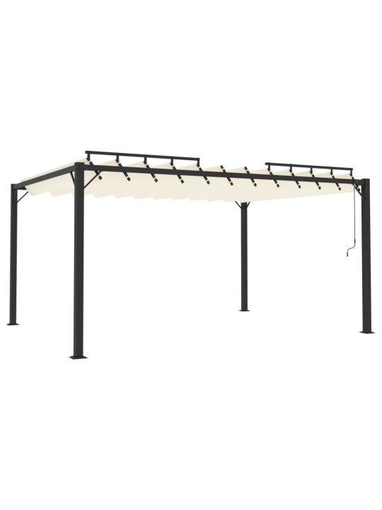 Pavėsinė su žaliuzių stogu, kreminė, 3x4m, audinys/aliuminis