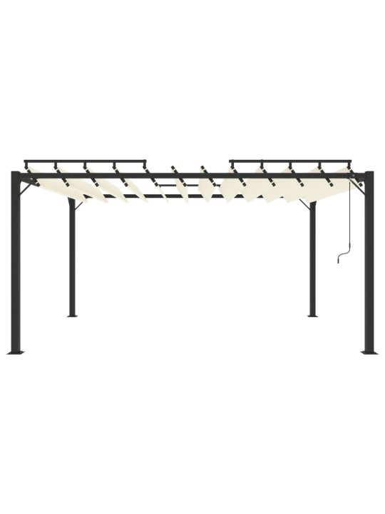 Pavėsinė su žaliuzių stogu, kreminė, 3x4m, audinys/aliuminis