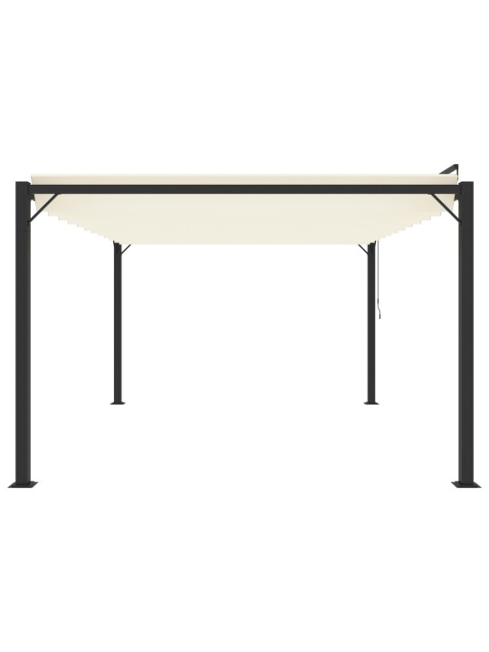 Pavėsinė su žaliuzių stogu, kreminė, 3x4m, audinys/aliuminis