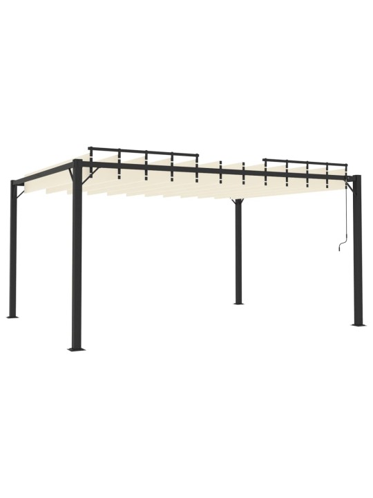Pavėsinė su žaliuzių stogu, kreminė, 3x4m, audinys/aliuminis