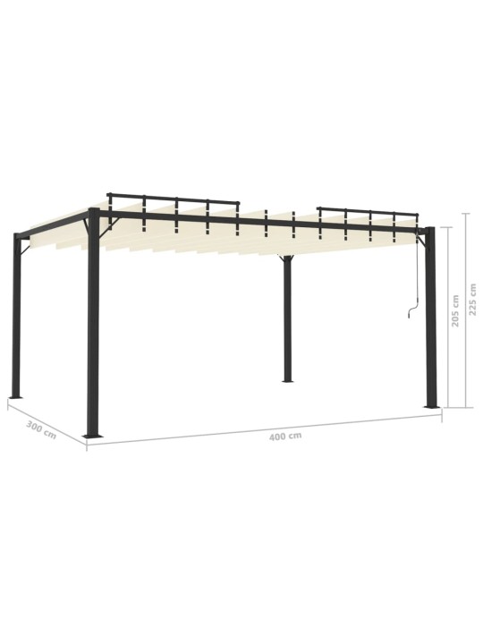 Pavėsinė su žaliuzių stogu, kreminė, 3x4m, audinys/aliuminis