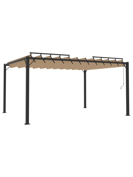 Pavėsinė su žaliuzių stogu, taupe, 3x4m, audinys/aliuminis