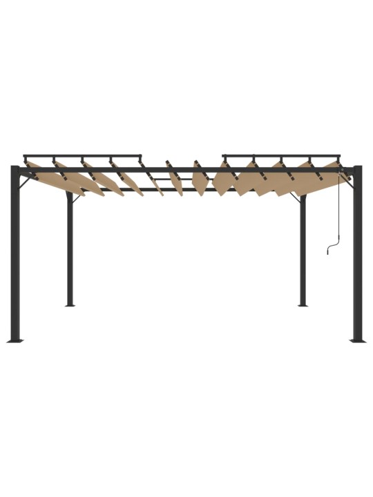 Pavėsinė su žaliuzių stogu, taupe, 3x4m, audinys/aliuminis