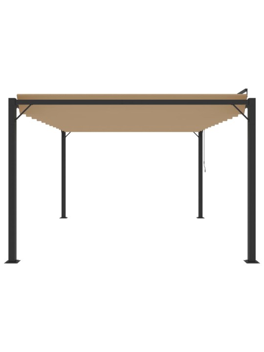 Pavėsinė su žaliuzių stogu, taupe, 3x4m, audinys/aliuminis