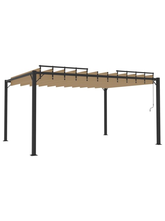 Pavėsinė su žaliuzių stogu, taupe, 3x4m, audinys/aliuminis