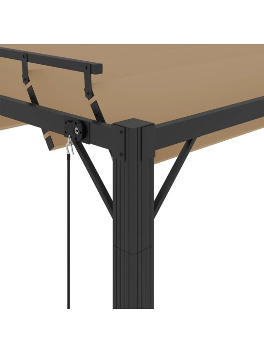 Pavėsinė su žaliuzių stogu, taupe, 3x4m, audinys/aliuminis