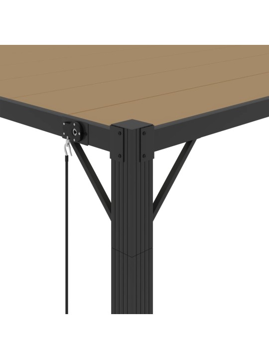 Pavėsinė su žaliuzių stogu, taupe, 3x4m, audinys/aliuminis
