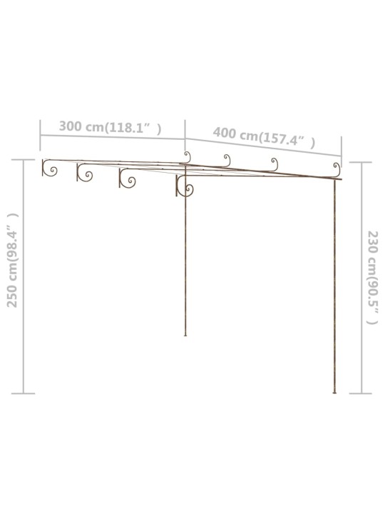Sodo pergolė, senovinės rudos spalvos, 4x3x2,5m, geležis