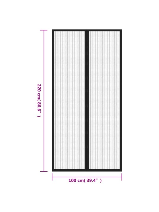 Tinkleliai nuo vabzdžių durims, 2vnt., juodi, 220x100cm