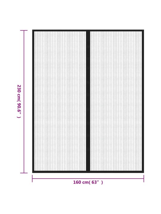 Tinkleliai nuo vabzdžių durims, 2vnt., juodi, 230x160cm