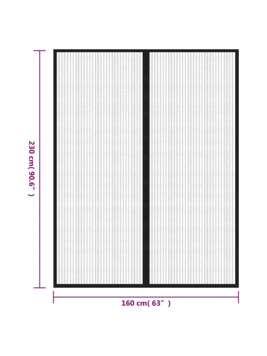 Tinkleliai nuo vabzdžių durims, 2vnt., juodi, 230x160cm