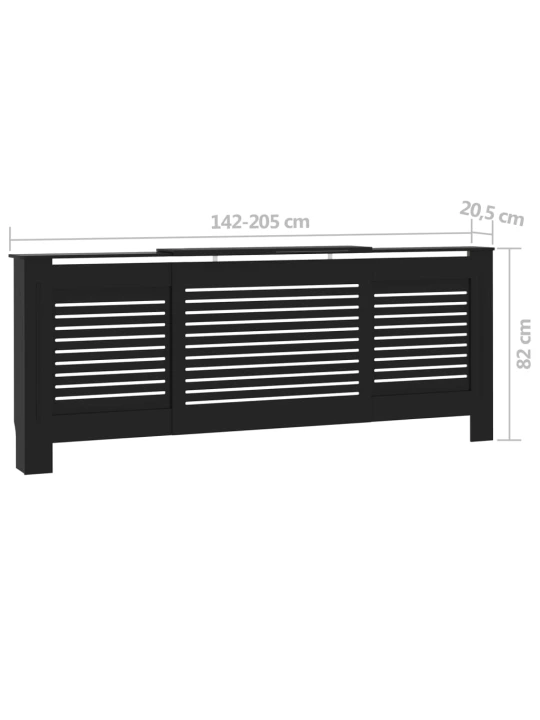 Radiatoriaus uždangalas, juodos spalvos, 205cm, MDF