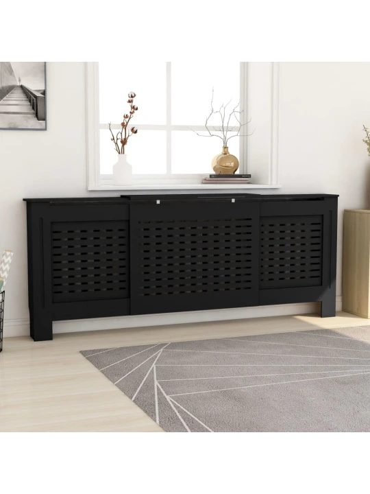 Radiatoriaus uždangalas, juodos spalvos, 205cm, MDF