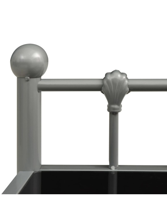 Naktinė spintelė, pilka/juoda, 45x34,5x60,5cm, metalas/stiklas