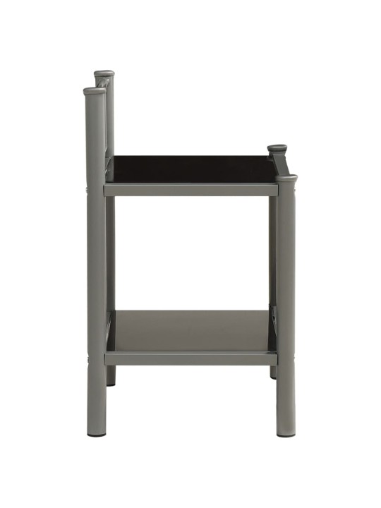 Naktinė spintelė, pilka/juoda, 45x34,5x60,5cm, metalas/stiklas