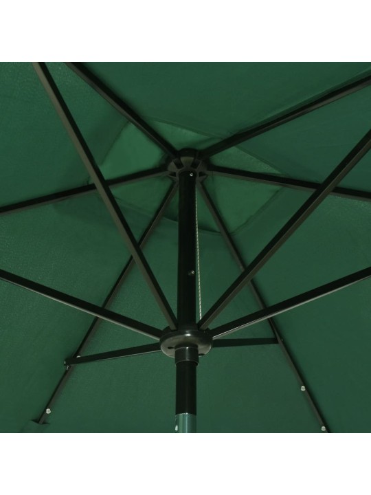 Skėtis nuo saulės su LED ir plieno stulpu, žalias, 2x3m