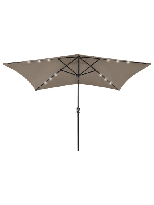 Skėtis nuo saulės su LED ir plieno stulpu, taupe, 2x3m