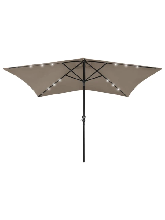 Skėtis nuo saulės su LED ir plieno stulpu, taupe, 2x3m