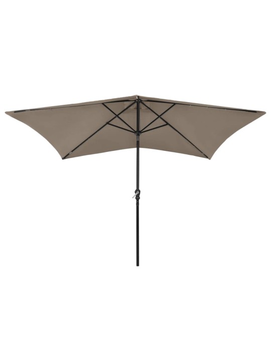 Skėtis nuo saulės su LED ir plieno stulpu, taupe, 2x3m