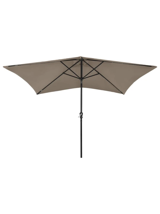 Skėtis nuo saulės su LED ir plieno stulpu, taupe, 2x3m