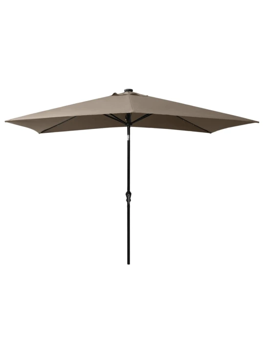 Skėtis nuo saulės su LED ir plieno stulpu, taupe, 2x3m