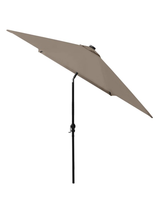 Skėtis nuo saulės su LED ir plieno stulpu, taupe, 2x3m