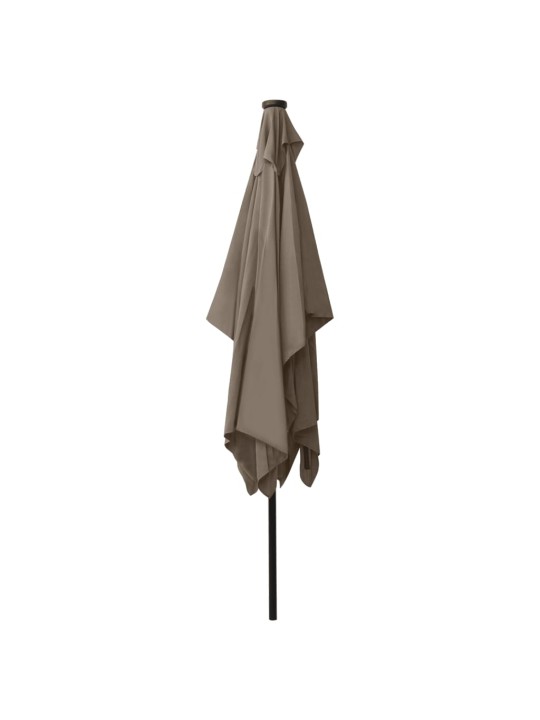 Skėtis nuo saulės su LED ir plieno stulpu, taupe, 2x3m