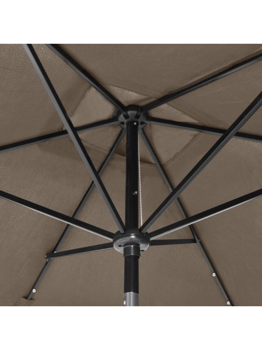 Skėtis nuo saulės su LED ir plieno stulpu, taupe, 2x3m
