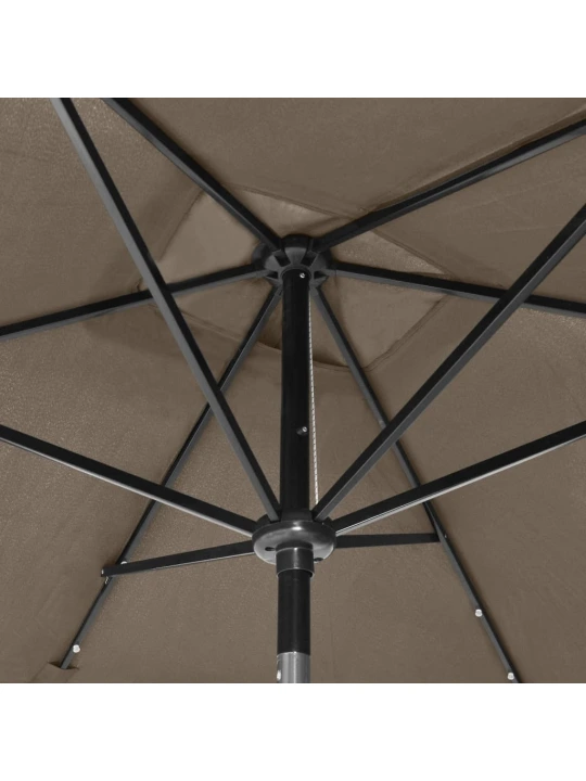 Skėtis nuo saulės su LED ir plieno stulpu, taupe, 2x3m