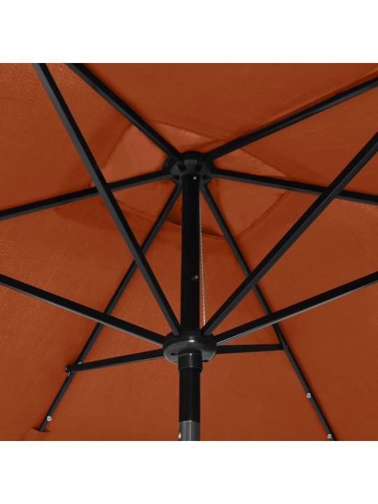 Skėtis nuo saulės su LED ir plieno stulpu, terakota, 2x3m