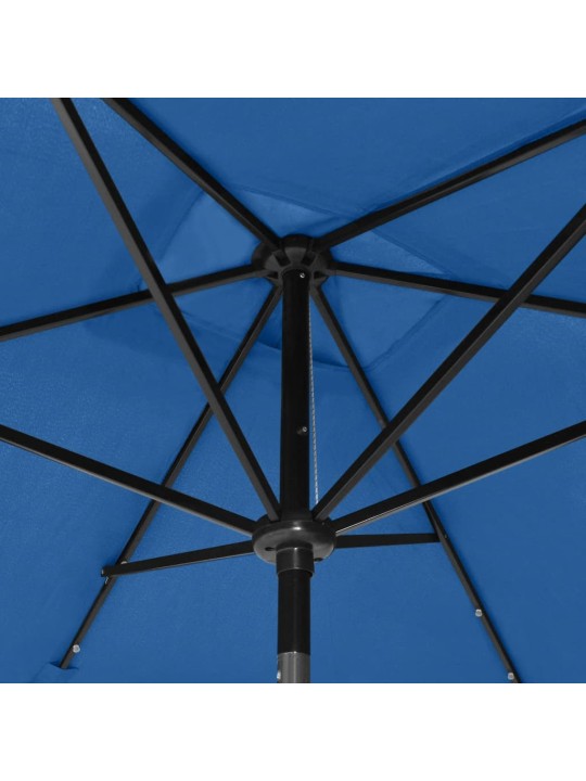 Skėtis nuo saulės su LED ir plieno stulpu, mėlynas, 2x3m