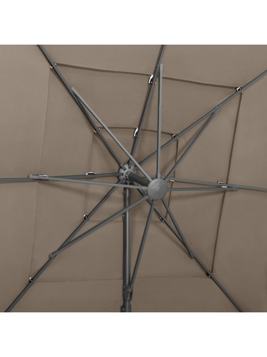 Skėtis su aliuminiu stulpu, taupe spalvos, 250x250cm, 4 aukščių