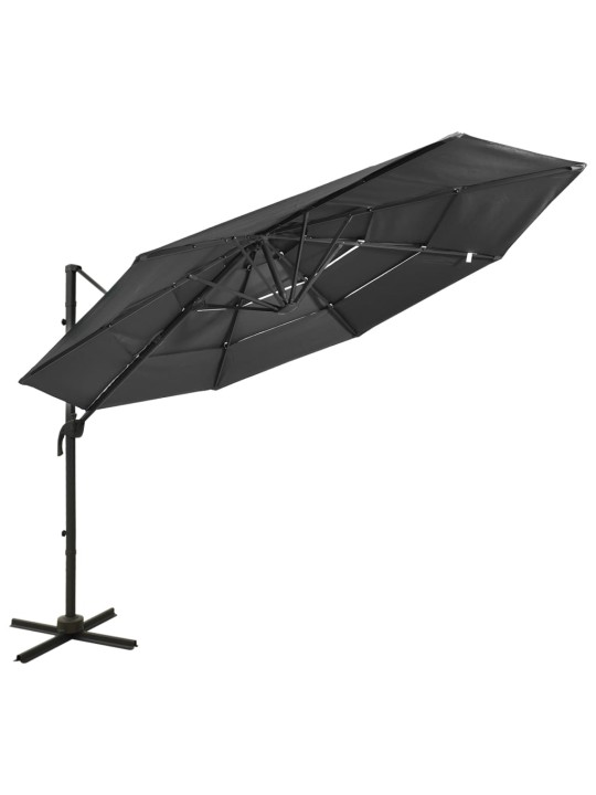 Skėtis su aliuminiu stulpu, antracito, 3x3m, 4 aukščių