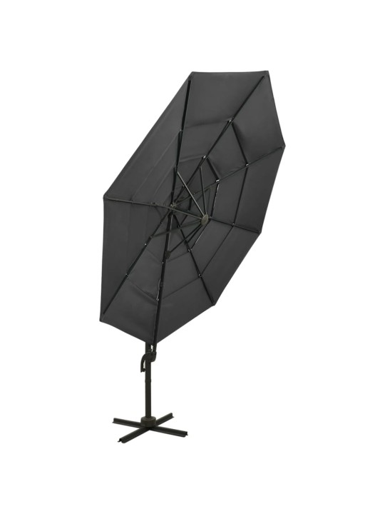 Skėtis su aliuminiu stulpu, antracito, 3x3m, 4 aukščių