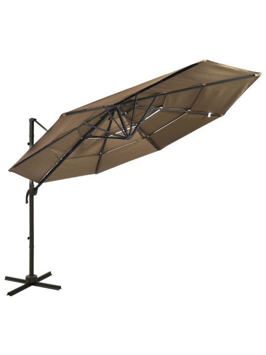 Skėtis nuo saulės su aliuminiu stulpu, taupe, 3x3m, 4 aukščių