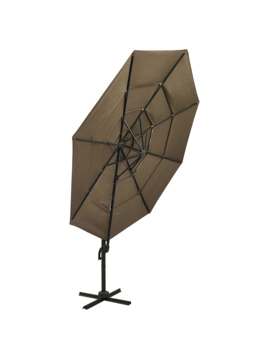 Skėtis nuo saulės su aliuminiu stulpu, taupe, 3x3m, 4 aukščių