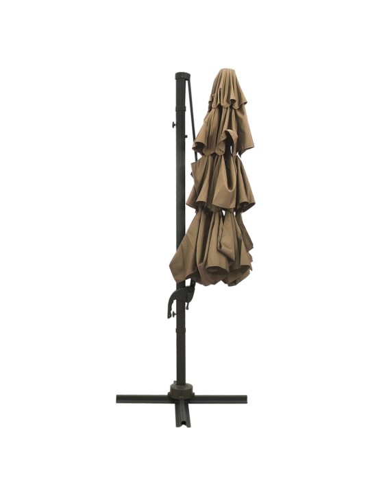 Skėtis nuo saulės su aliuminiu stulpu, taupe, 3x3m, 4 aukščių