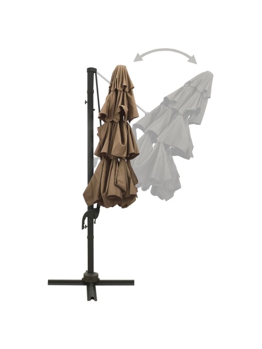 Skėtis nuo saulės su aliuminiu stulpu, taupe, 3x3m, 4 aukščių