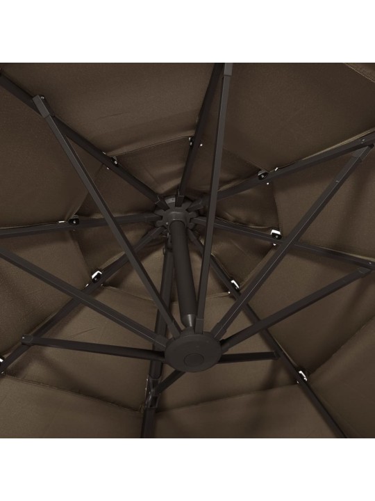 Skėtis nuo saulės su aliuminiu stulpu, taupe, 3x3m, 4 aukščių