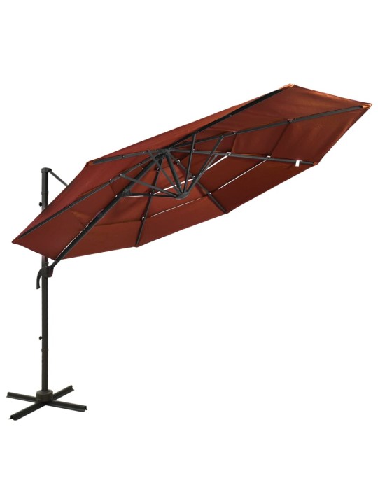 Skėtis su aliuminiu stulpu, terakota, 3x3m, 4 aukščių